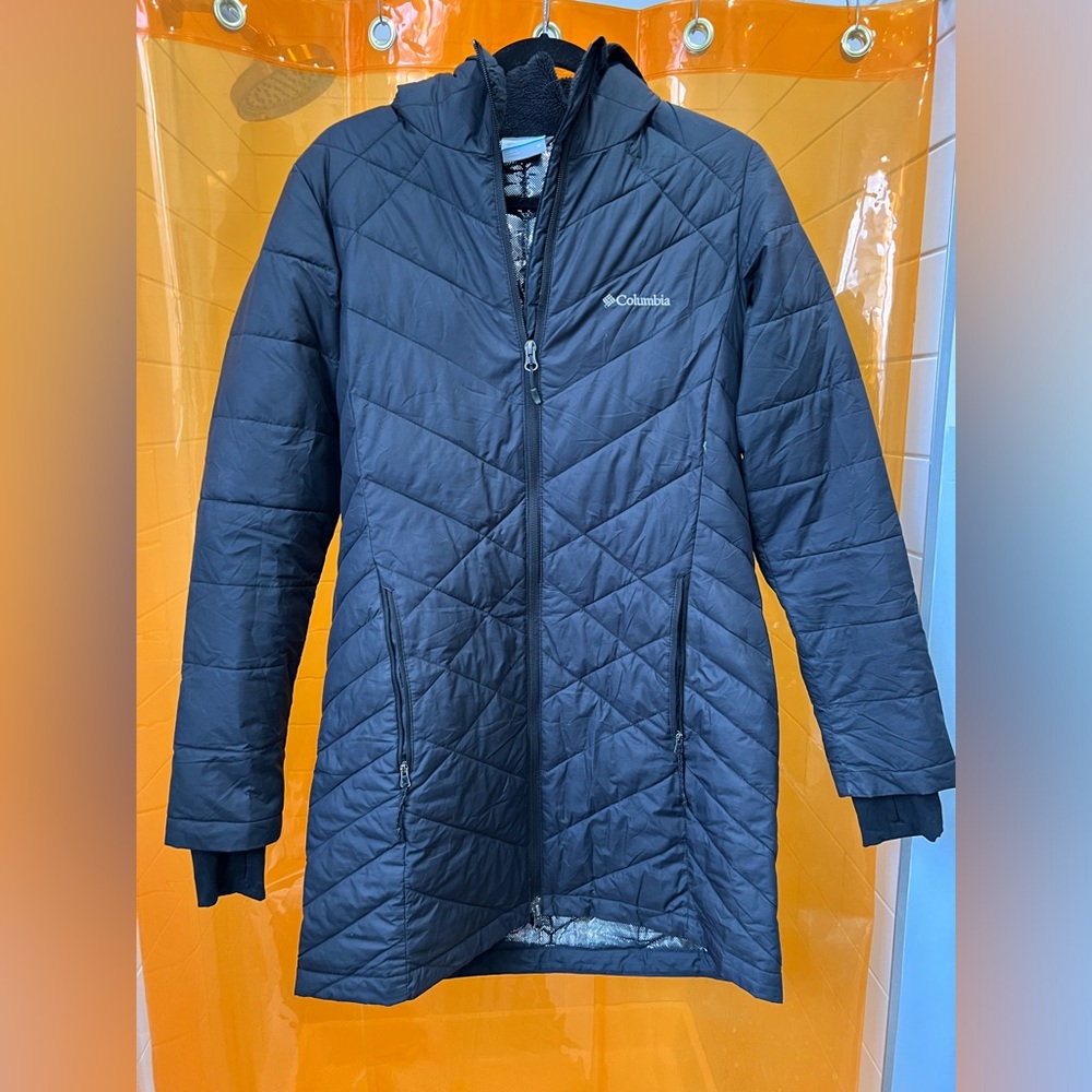 Columbia Black Heavenly Long Jacket Omniheat Medium Womens